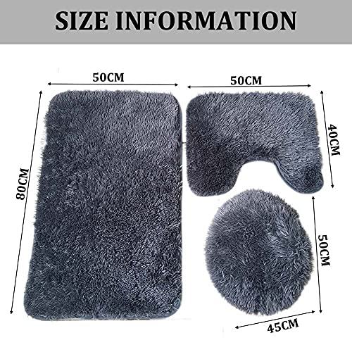 ERNZI Einfarbiges Badezimmerteppich-Set, 3-teilig, weich, saugfähig, rutschfest, Badematte, Teppiche und WC-Deckelbezug… – Bild 4