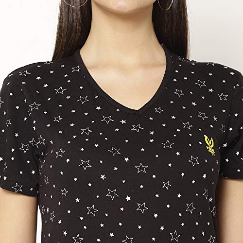 Image of Mack Jonney Cotton Blend V Neck Half Sleeve T-Shirt for Women Regular Fit (Pack of 2)