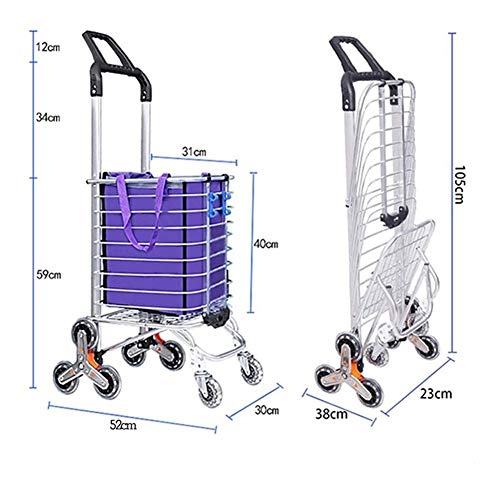 Carrito De Compras Plegable Ligero, Carrito Multifuncional De Aluminio con Ruedas Silenciosas, Compras Y Salidas Familiares, Fácil De Almacenar Y