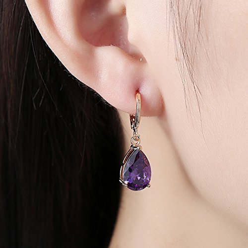 14K Gold Plated Teardrop Cubic Zirconia Dangle Earrings For Womens Girls Best Gift (2 Pcs) #TOP3