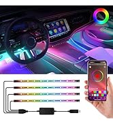 Smart Interior Car Lights,Car led Lights Interior with Rainbow Effect,8 Dynamic Music Mode,256 Li...