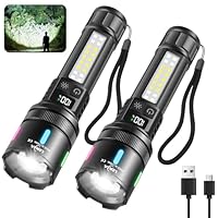LEKIA Taschenlampe Extrem Hell 100000LM, Einzelne Modi LED Taschenlampen Aufladbare USB C Große Entfernung 3280ft, 3000mAh Batterie Betriebene Lang Anhaltende 10H für Camping Wandern, 2 Stück