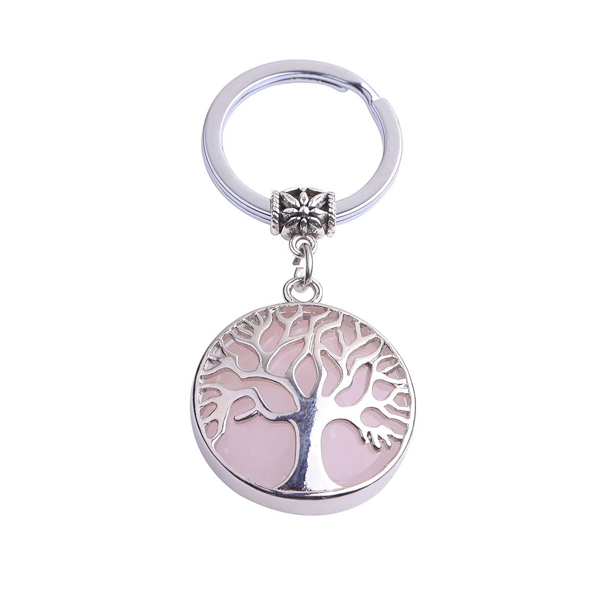 GEM-INSIDE CREATE YOUR OWN FASHIONGem-Inside 2 inches Natural Pink Rose Quartz Chakra Stone Keychains Key Chains Rings for Women Crafts Jewelry