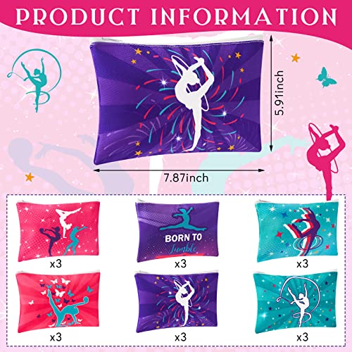 Hillban 18 Pcs Gymnastics Party Bags Gifts Gymnastics Team Makeup Toiletry Cosmetic Bags with Zipper for Women Teens Coach Gift Birthday Party Decorations2