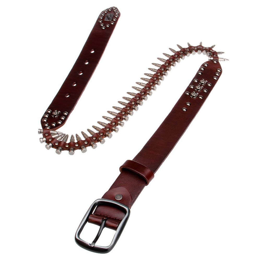 Leren Riem Met Studs Metaal Punk Rock Stijl Mode Rivet Decoratie Verstelbare Gesp Neutrale Jeansriem Voor Vrije Tijd(115cm/waist:38~40, Coffee
