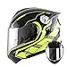 Casco Modulare Moto Integrale Scooter Caschi Modulari Motorino Integrali Per Donna Uomo Approvato DOT/ECE Con Doppia Visiera Parasole Full Face Casco Moto (Color : Green B)