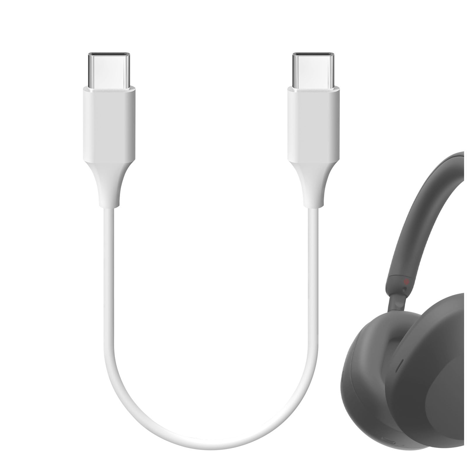 - GEEKRIA Type-C Headphones Short Charger Cable Compatible with Sony WH-1000XM6, Sennheiser HDB 630, Bose QC Ultra, USB-C to USB-C Replacement Power Charging Cord (White 1 ft / 30 cm)