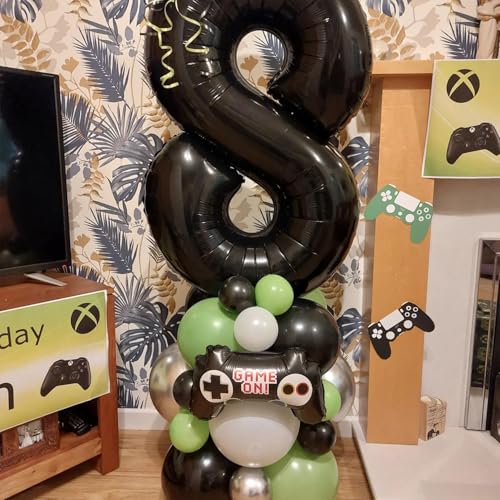Image of 40 Inch Black Number 8 Balloon, 8th Birthday Decoration Boys Girls