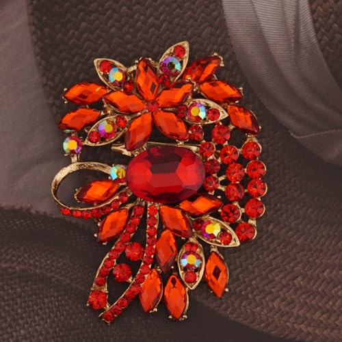 Image of Big Large Flower Statement Brooches Pins Scarf Decoration Gold Tone
