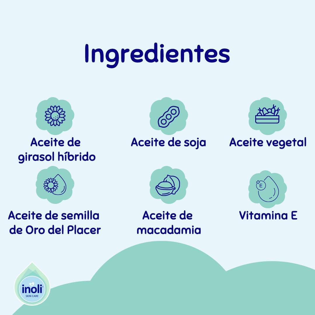 Aceite de Baño para Bebés | pH Neutro para la Piel | Aceite de Baño con 6 Aceites Naturales | Soja, Girasol, Macadamia, Camelina, Aceite Vegetal & Vitamina E | 100 ml
