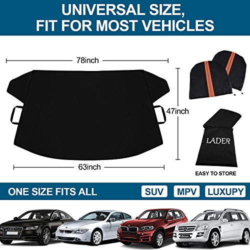 Lader Windshield Cover For Ice And Snow, Car Windshield Snow Cover, Windshield Frost Cover Ice Removal Wiper Protector, Windshield Snow Ice Cover With Magnetic Edges For Most Cars Trucks Vans And Suvs #TOP2