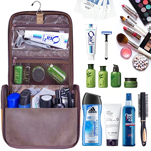 Bolsa de higiene pessoal masculina VANCASE Vintage Kit de barbear de couro médio impermeável para vi