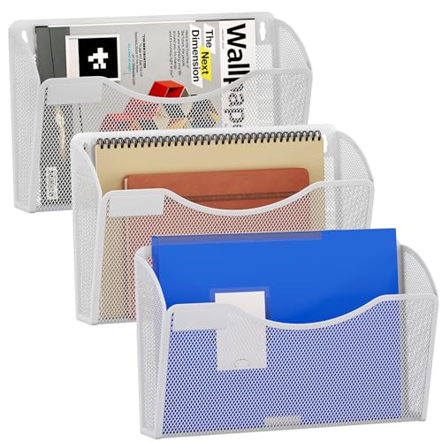 EasyPAG Portadocumenti a Parete A4 3 Tasche Orizzontale Metallo Rete,Portariviste