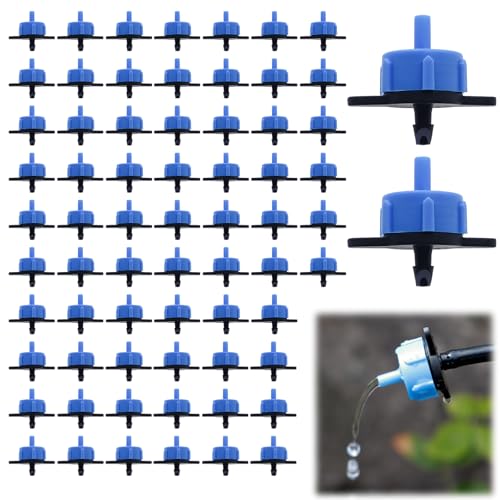 POPAPIE 70 Piezas Gotero Compensador de Presión,Gotero Autocompensante,Góteros de Riego de Jardín,Goterós Desmontables para Goteo Sistema Irrigación Jardín Huerto Patio Césped(8 l/h)