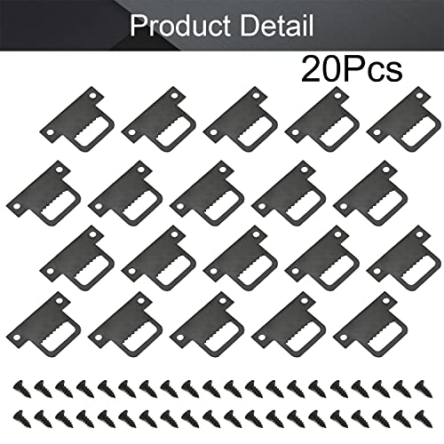 Image of MroMax 20PCS Sawtooth Picture Hangers Iron Picture Hangers 1.26 inch x 0.87 inch Double Hole Picture Frames Hangers for Hanging Clock Paintings Artwork Picture Frame Hook Photos Black