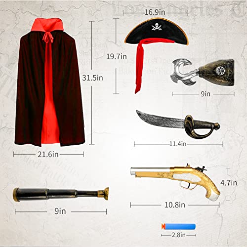 Kadayaya Pirate Costume For Kids Fancy Dress Up Role Play With Costume Set Pirate Hat Pirate Captain Pirate Accessories Halloween Outfit For 3-6 Years Old #TOP4