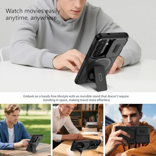 Image of ShieldTech MagStand Series Case for Samsung Galaxy S26 5G, Mobile Phone Cover with Sliding Camera Shield, Kickstand, MagSafe, Shockproof for Samsung Galaxy S26 5G - Black