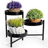 Harvest Land Plant Stand 3 Tier Indoor Metal Flower Shelf Corner Tabletop Holders for Garden Balcony Living Room Bedroom Patio Black