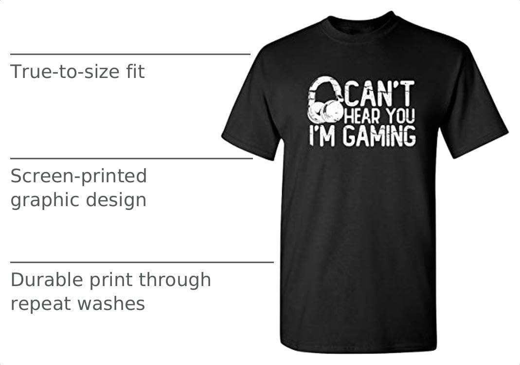 Can’t Hear You I’m Gaming Headset Funny T Shirt | Attitude Mens Graphic Tees Built for Style Novelty Funny T Shirts for Men image 4