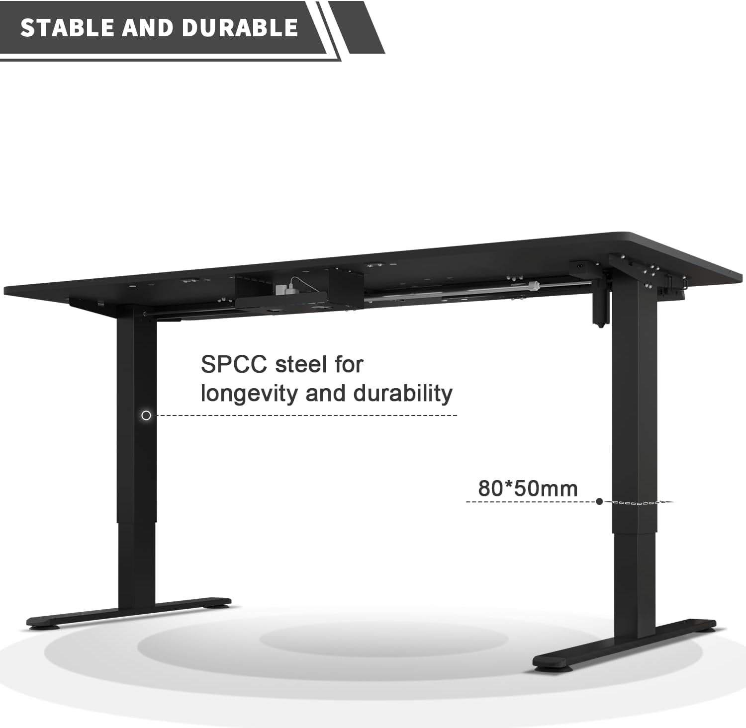 JUMMICO Höhenverstellbarer Schreibtisch 180 x 80 cm mit Kabelwanne, Höhenverstellbar Elektrisch Stehpult mit USB-Buchse, Computertisch, Ergonomischer Steh-Sitz Tisch, Bürotisch, Schwarz