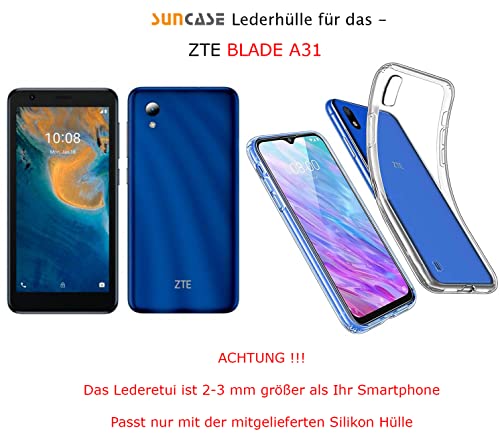 Étui cuir ZTE Blade A31 blanc coque silicone protection intégrale Suncase - 2