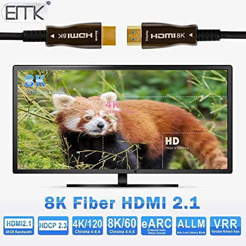 Image of EMK 8K 10 Meter HDMI 2.1 Fiber Optical Cable,10K Ultra High Speed HDMI Gen2 50m 48Gbps 4K,120Hz 8K,120Hz 10K,120Hz,eARC Dolby Vision Atmos HDR10 RTX 3080 /3090 PS5 Xbox Sony LG C9 /B9, (10M)