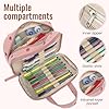 Large Pencil Case Pouch,Extra Big Pencil Bags with Zipper,Cute Corduroy Pencil Pouch with 5 Compartments,Pen Bag Wide Opening,Pencil Pouch Organizer, Pencil Box for Teen Girls Adults (Pink)