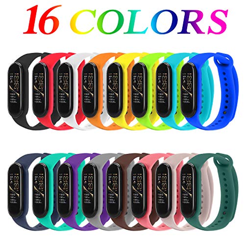 STN Compatible con Xiaomi Mi Band 5 Smart Strap, Correas de Repuesto de Silicona para Xiaomi Mi Band 5 Smart Bracelet NFC Color Display Strap (16PCS)