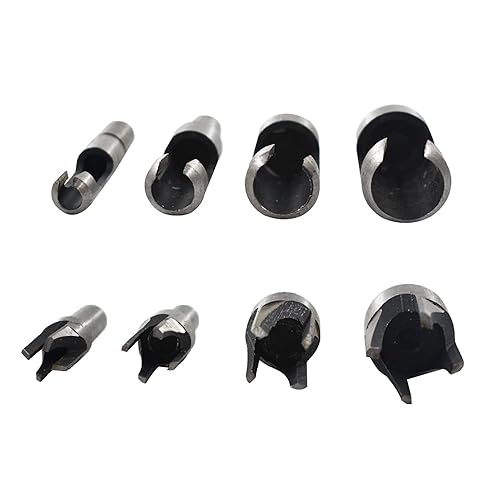 Miniatura 4 de Juego de 8 brocas de acero al carbono, herramienta de corte rectas y cónicas, brocas de chaflán para carpintería de 58 pulgadas, 12 pulgadas, 38