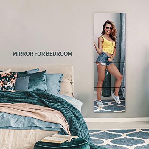 Petaflop Full Length Mirror Tiles, 4Pcs 14X11 Inch Glass Full Body Wall Mirror For Home Gym Bedroom Living Room Closet Door Dorm #TOP3