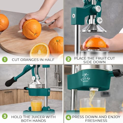 Image of Zulay Kitchen Cast Iron Juicer - Heavy Duty Manual Juicer with Detachable Strainers for Easy Cleaning, Orange Juice Press for Citrus Fruits, Perfect for Bartenders, Juice Lovers & Health Enthusiasts