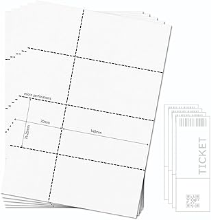 OfficeGear Event-Tickets, 4-teilig, 25 Blatt, 100 Tickets, 74 mm x 210 mm, inkl. individuell bedruckbarer A4-Karte, 150 g/m², mit 4 perforierten Tickets/Blatt für Veranstaltungen, Gewinnspiele,