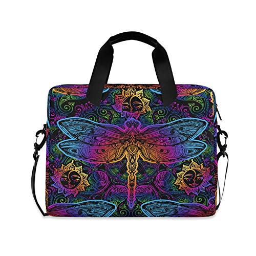 Indian Mandalas Dragonfly Laptop Shoulder Messenger Bag with Strap for 15.6 inch 16 inch Laptop Travel-Friendly Briefcase Notebook Computer Sleeve Case Connecticut 