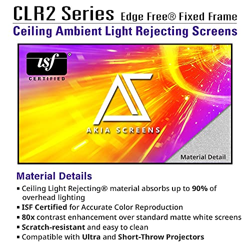 Image of Akia Screens ALR Projector Screen 103 Inch 16:9 - 4K /8K Ceiling Light Rejecting (CLR2) - 0.9 Gain - Short Throw & UST Compatible - Edge Free Fixed Frame - Indoor Home Theater Screen AK-NB103H-CLR2.