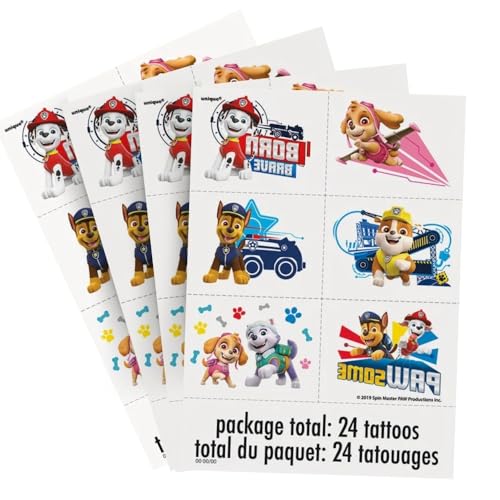 Paw Patrol Tattoos (Pack of 24) - Vibrant & Fun Temporary Tattoos Perfect for Kids Birthday & Theme Parties