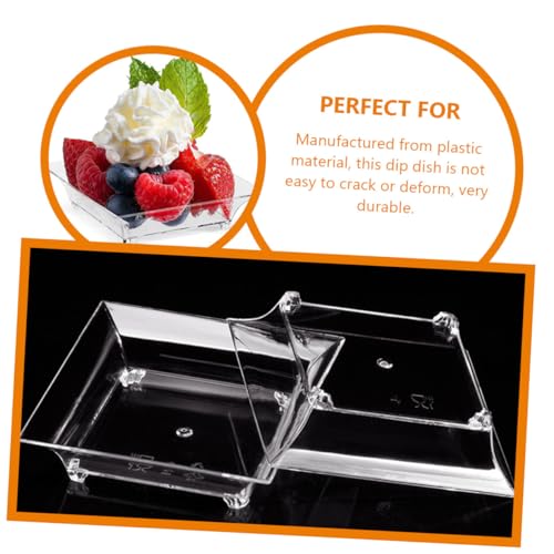 TOGEVAL 50個 使い捨て透明調味料皿 小型前菜プレート 耐久性プラスチック製 ケチャップディップ用 ソース皿 おしゃれで簡単洗浄可能