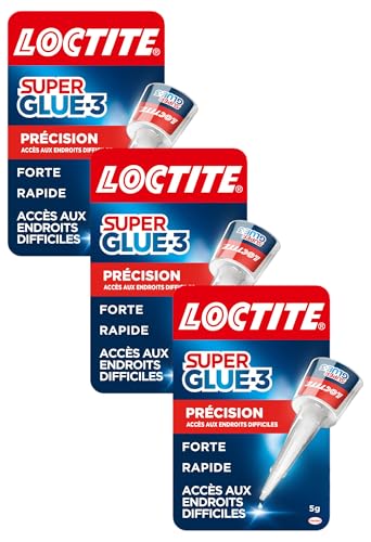 Loctite Super Glue-3 Précision - Colle Forte Liquide Transparente à Séchage Rapide pour Réparations Précises Tous Matériaux, Flacon 5 g (Lot de 3)