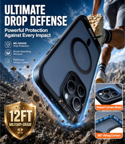 Image of TORRAS Strong Magnetic & Seamless Stand for iPhone 16 Pro Max Case, Fit for MagSafe, Military Grade Drop Protection, Adjustable Kickstand Phone Case for iPhone 16 Pro Max, Slim Frosted Matte Black | Translucent Black, Slim Matte, Kickstand, Strong Magnetic, Car Mount, Wireless Charging, Military-Grade Drop Protection