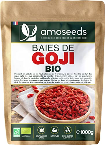 Baies de Goji Bio Supérieures 1KG | Antioxydants, Énergie, Anti-stress, Sport | amoseeds