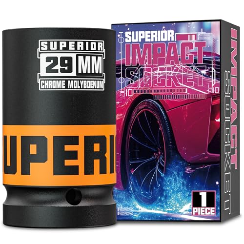 Image of 1 inch Drive Impact Socket, 29 mm Deep Socket, Metric Axle Nut Socket, 6 Point, CR-MO, Automotive, Truck Maintenance, Heavy Equipment Repair