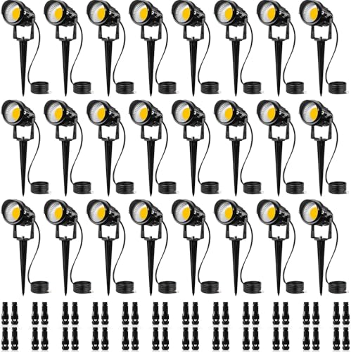SUNVIE 24 Pack Low Voltage Landscape Lights LED 12W Landscape Lighting with connectors AC/DC 12V-24V...