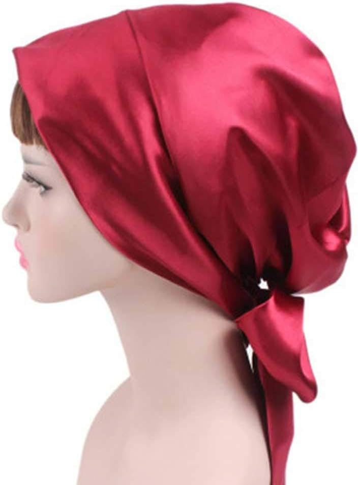 HBJWOV New Women Silk Shower Cap Night Sleep Cap Hair Bonnet Hat Cover Satin Turban Headscarf