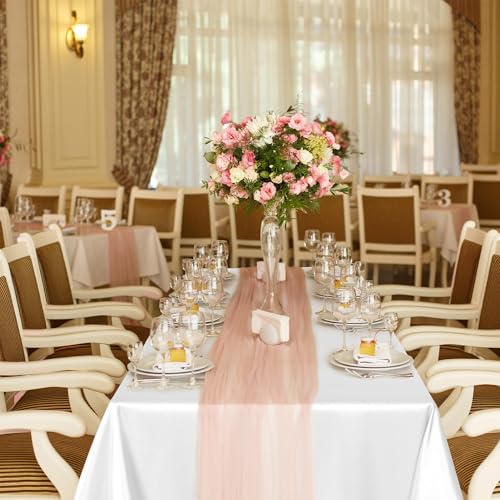 Image of TURSTIN 16 Pack White Satin Tablecloth 102 x 58 Inch Overlay Table Cover