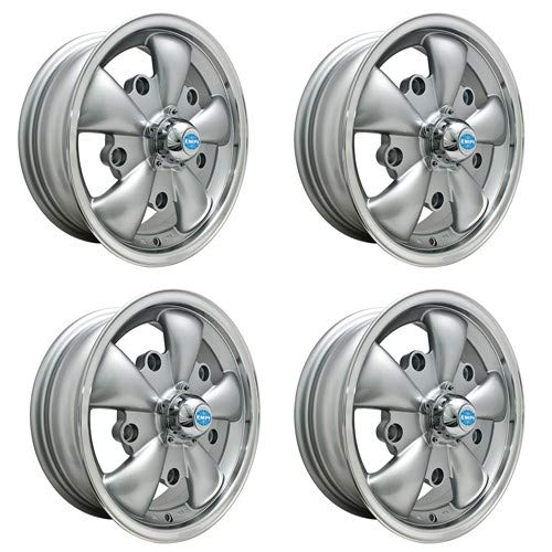 Gt-5 Wheels Silver with Polished Lip, 5.5 Wide, 5 on 205mm, Compatible with Dune Buggy