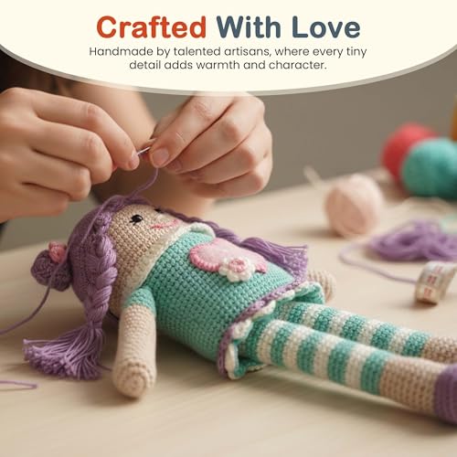 Image of Happy Thread Handmade Crochet Doll - Purple Pie | Amigurumi Toys for Girls & Boys | Soft Doll for Kids | Ideal Crochet Soft Toys for Gifting & Nursery Decor, Eco-Friendly, BIS Certified (100% Cotton)