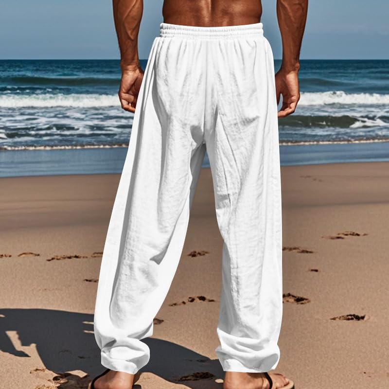 Thatrich Baggy Beach Pants for Men Parachute Linen Beach Yoga Quick Dry Sweatpants Joggers Casual Lightweight Summer Trousers2