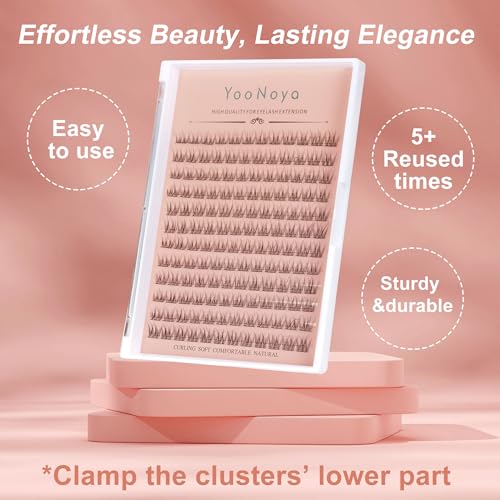 YOONOYA Wimpern Einzeln 144 Pcs 11mm C Curl Wispy Lashes Cluster Wimpern Extensions DIY Individuelle Wimpernverlängerung Thin Band Wimpernbüschel zu Hause (QF- 11mm)