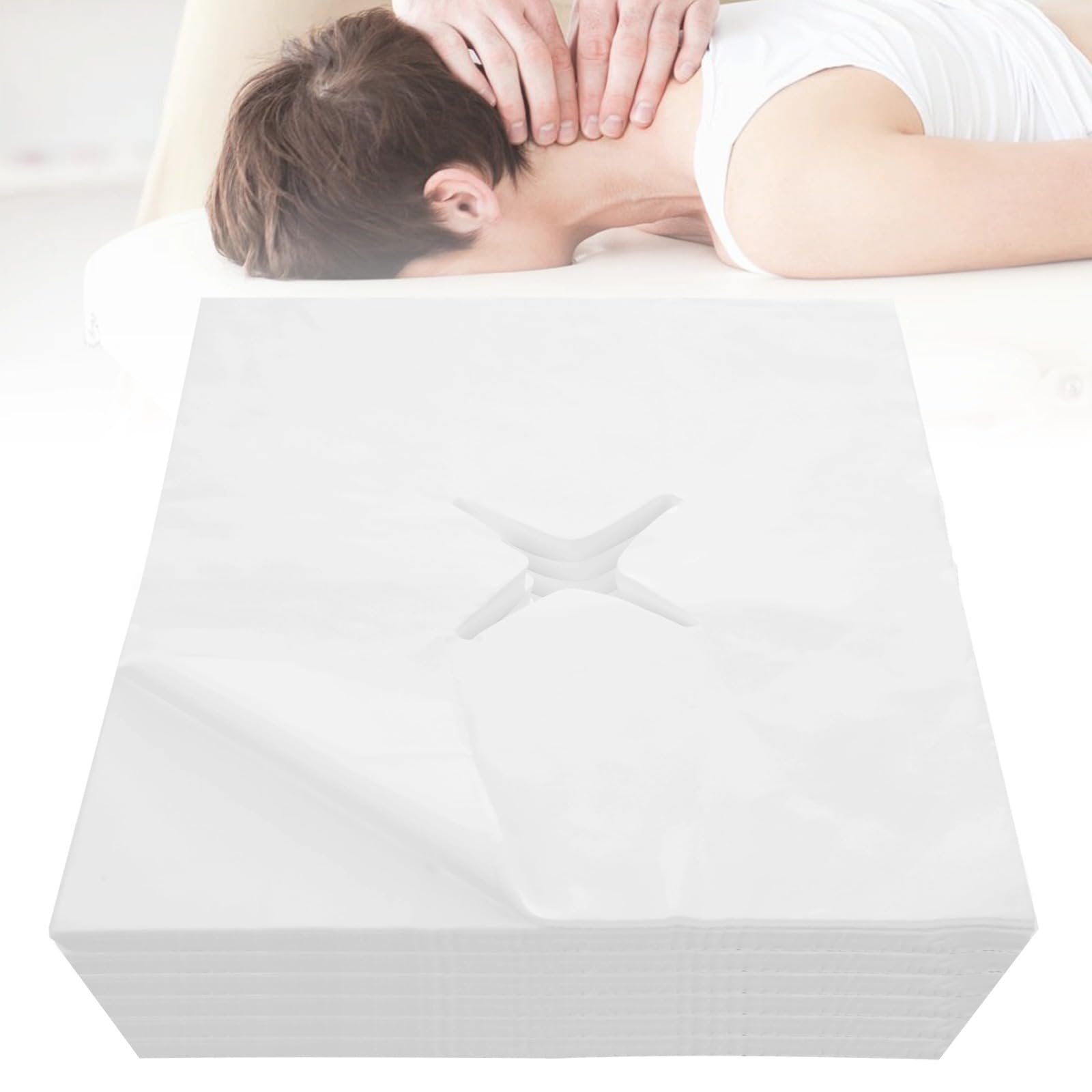 1000 Pcs Disposable Face Cradle Covers For Massage Table, Non-Woven Face Cradle Covers For Massage Table with Nose Slit for Spa and Therapy Tables, Ultra-Soft Hygienic Face Sheet Covers, 19.7 x 15.8"