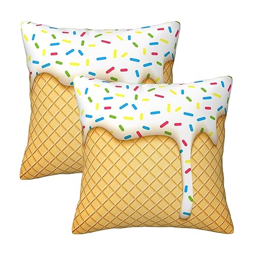 Gkyygk Premium Pillowcase 18 X 18 Inch Pack of 2, Flowing Cream Pillowcase Set Hidden Zipper Comfy and Lovely Suitable for Sofa,Bed,Home,Office, White Yellow