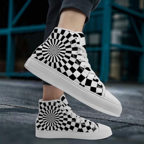 Checkered High Top Canvas Shoes Psychedelic High Top Sneakers for Women Men2